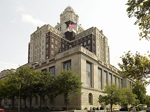 Exterior. Oblique view, U.S. Custom House, Philadelphia, PA