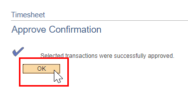 Screenshot of the Approval Confirmation message with OK button highlighted