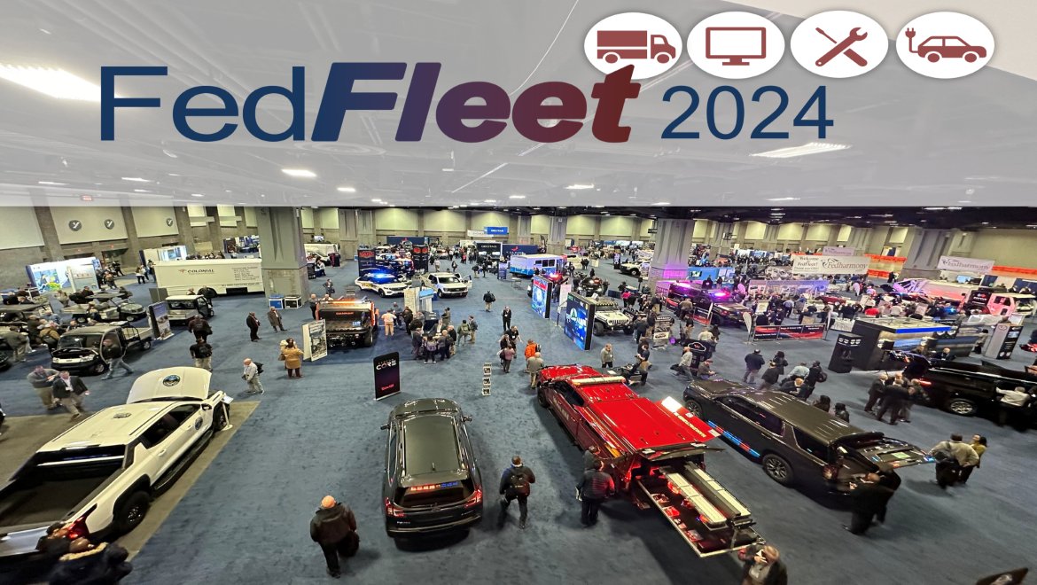FedFleet 2024 written in text over an image of a car show with several cars being viewed by people
