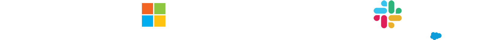 Four logos in white, OpenAI, Microsoft, AWS and Slack from Salesforce