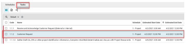 Screenshot of the Scheduling app with tasks highlighted