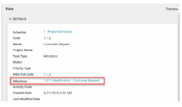 Screenshot of the Scheduling app with milestone highlighted