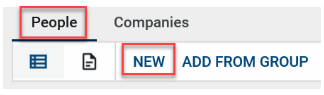 Screenshot of the Project Directory with People and New highlighted