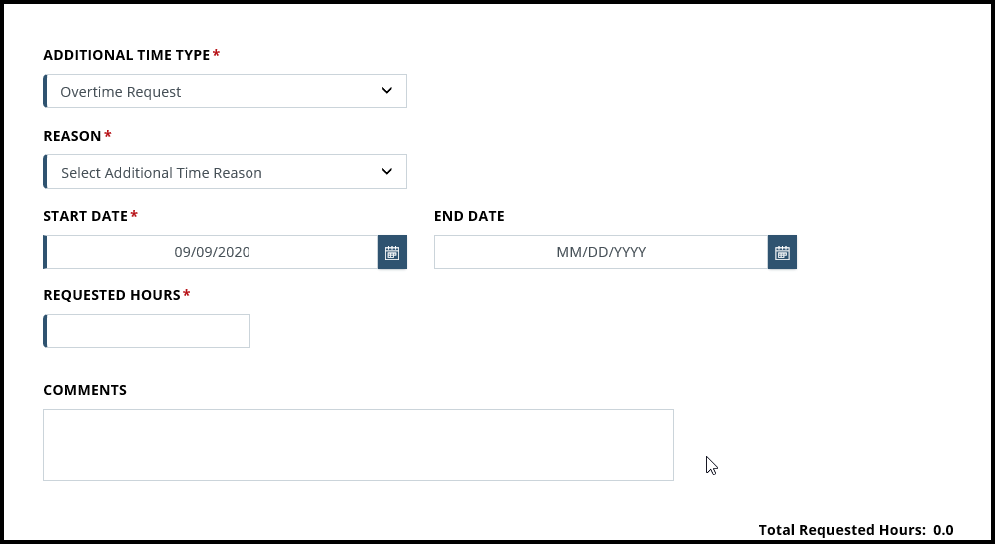 Screenshot of Additional Time page