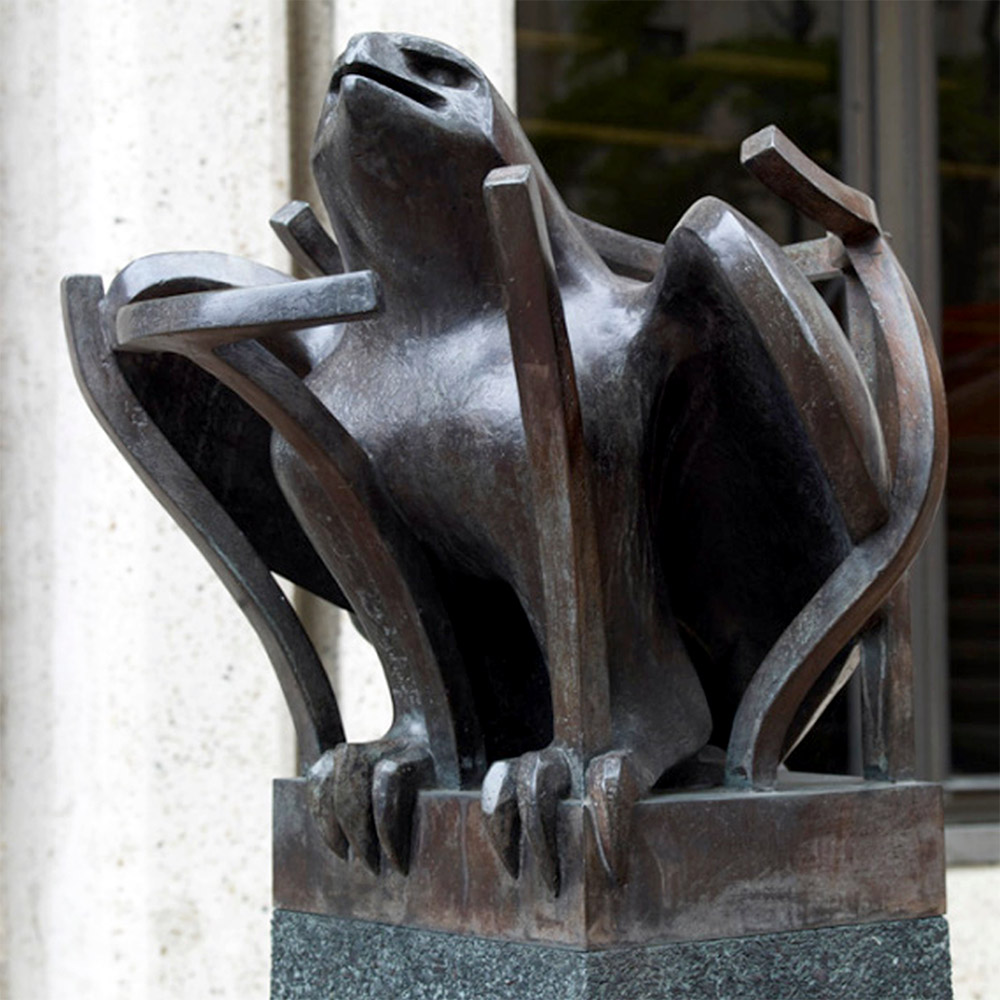 Metal sculpture of a bird called Freedom by Philip McCracken