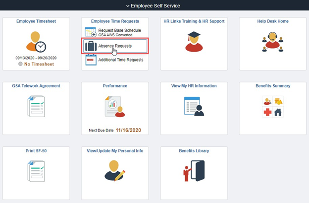 Timesheet entry for sick leave with absence request box highlighted