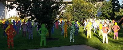 Multi-colored life-size silhouette sculptures of 