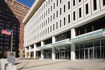 Exterior plaza-level view of the Burger U.S. Cour