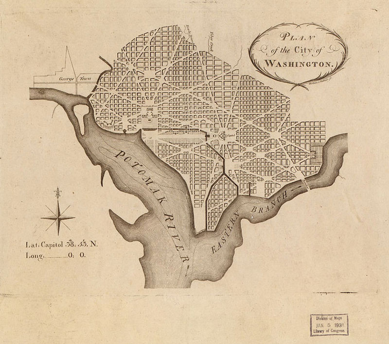 Map of Washington DC, as laid out by L'Enfant