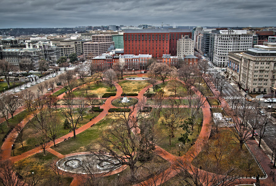 Aerial shot of Lafayette Park