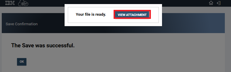 Your file is ready dialog box with view attachment button highlighted