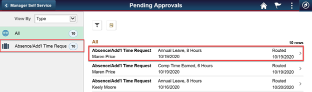 Timesheet entry with list of pending approvals