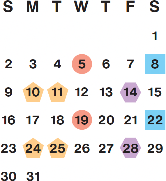 March 2025 calendar month grid with columns for Sunday to Saturday, March 1 on Sat first row, and March 31 on Mon sixth row