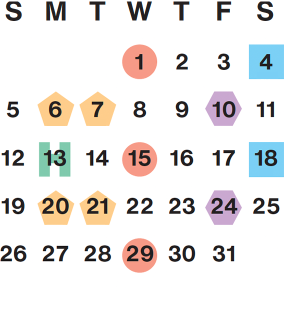 October 2025 calendar month grid with columns for Sunday to Saturday, Oct 1 on Wed first row, and Oct 31 on Fri fifth row