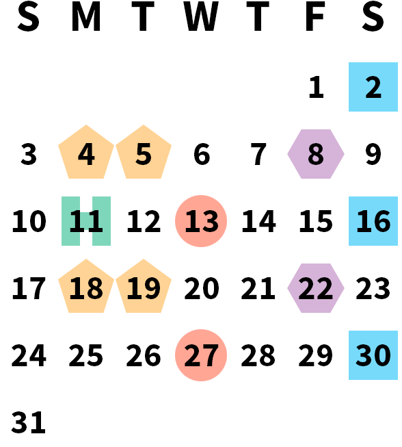 October 2027 calendar month grid with columns for Sunday to Saturday, Friday, Oct 1 on first row, and Sunday, Oct 31 on sixth row