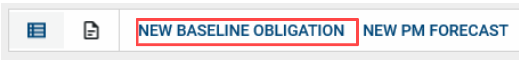 Log actions bar with new baseline obligation highlighted