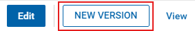 New version button highlighted in between edit and view buttons