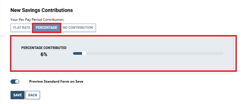 Percentage completed highlighted under percentage button