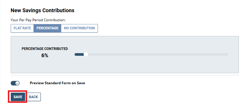 Percentage completed section with the save button highlighted