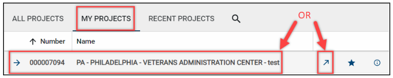 Project Finder my projects tab