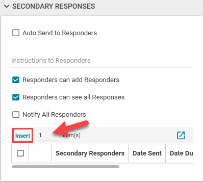 RFI screenshot showing insert under instructions to responders