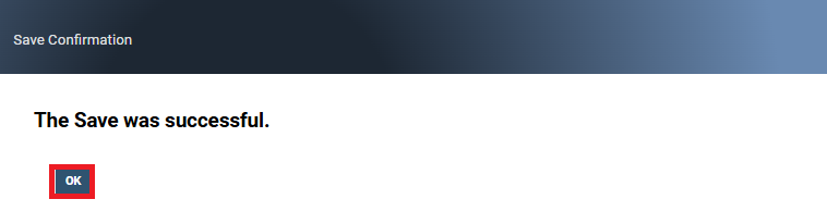 Save confirmation dialog box with the OK button highlighted