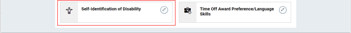  Screenshot showing Self-identification of disability tile selected