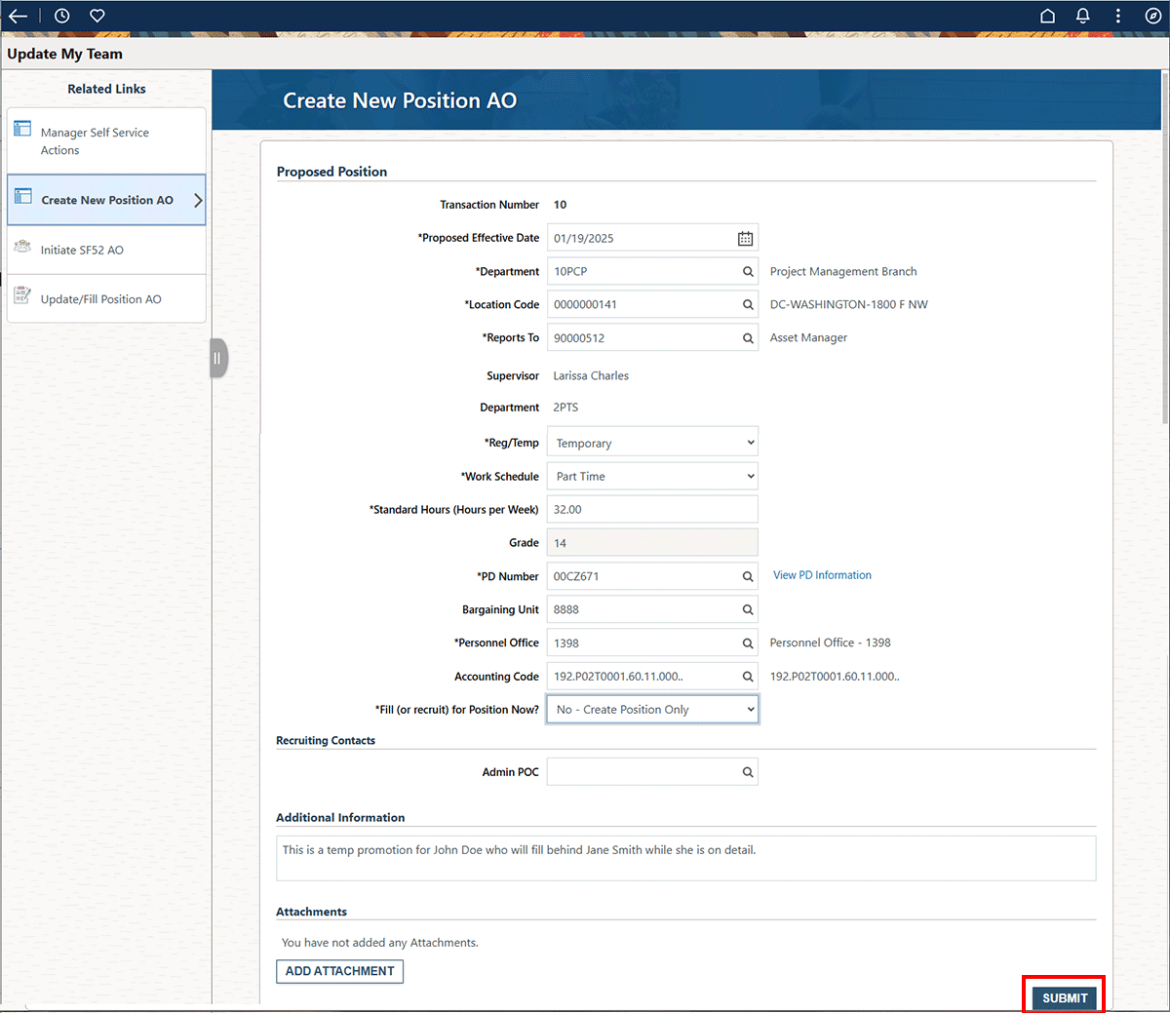  Screenshot showing all the fields that need to be filled in highlighted in red.