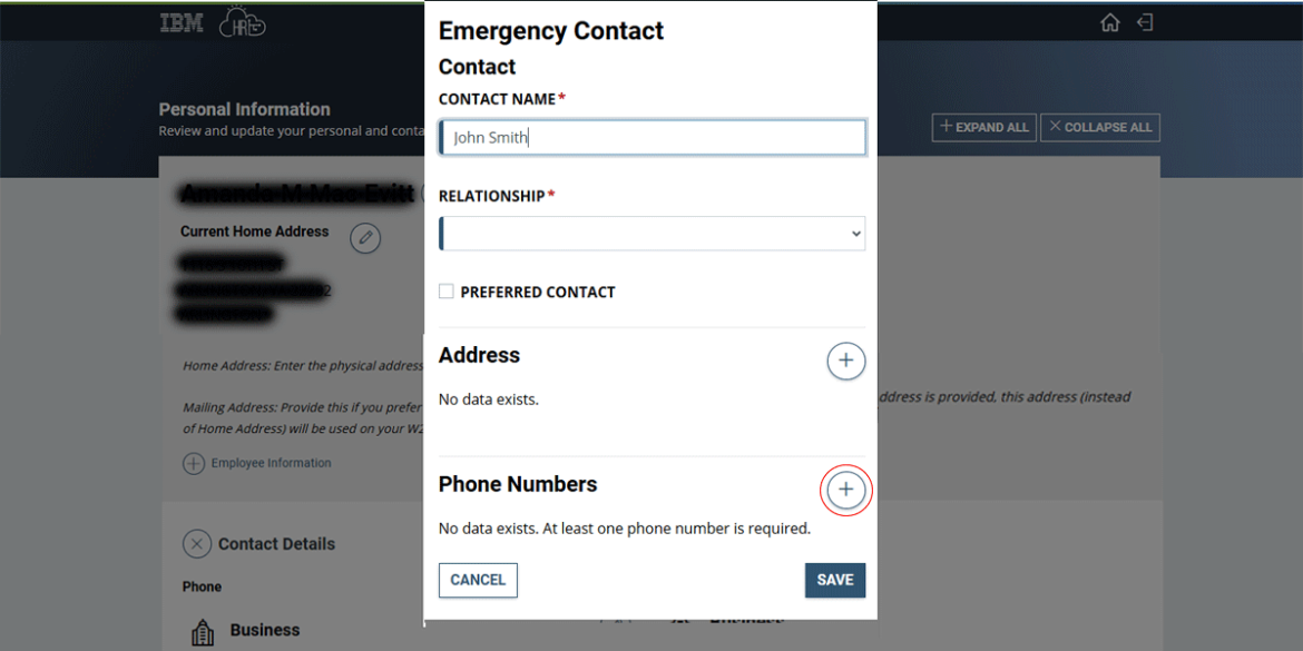  Screenshot showing plus sign next to phone number field highlighted in red.