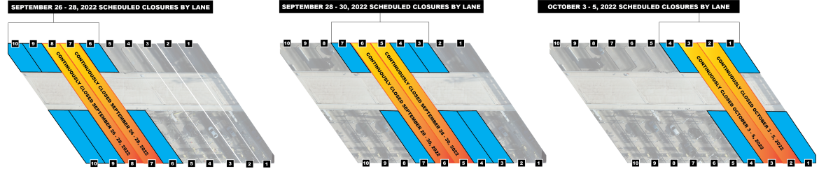 September 26-28 Lanes 7 & 8 are closed