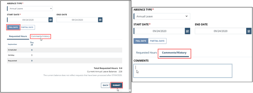 employee timesheet comments add
