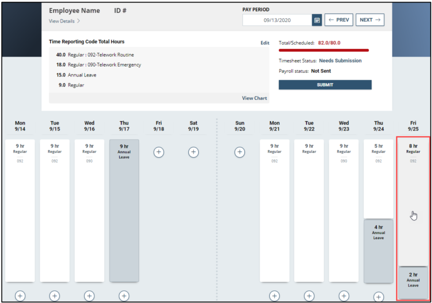 employee timesheet adjust hours