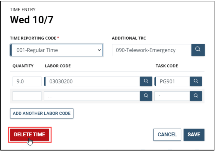 timesheet labor codes