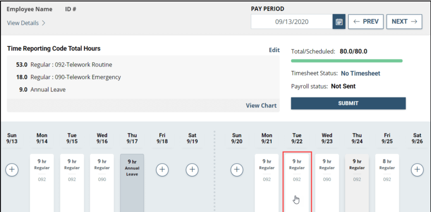 employee timesheet timeblock edit