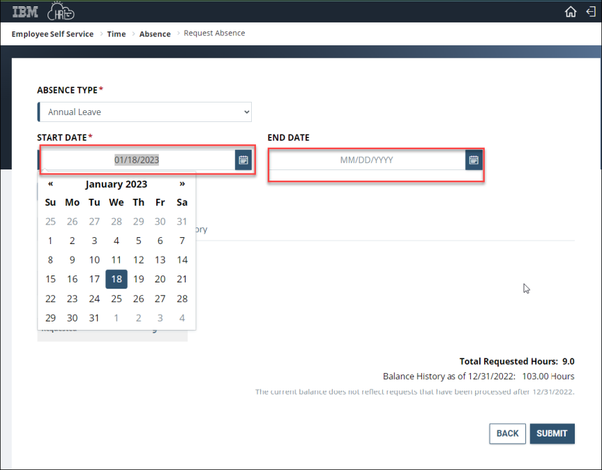 Create absence request 4