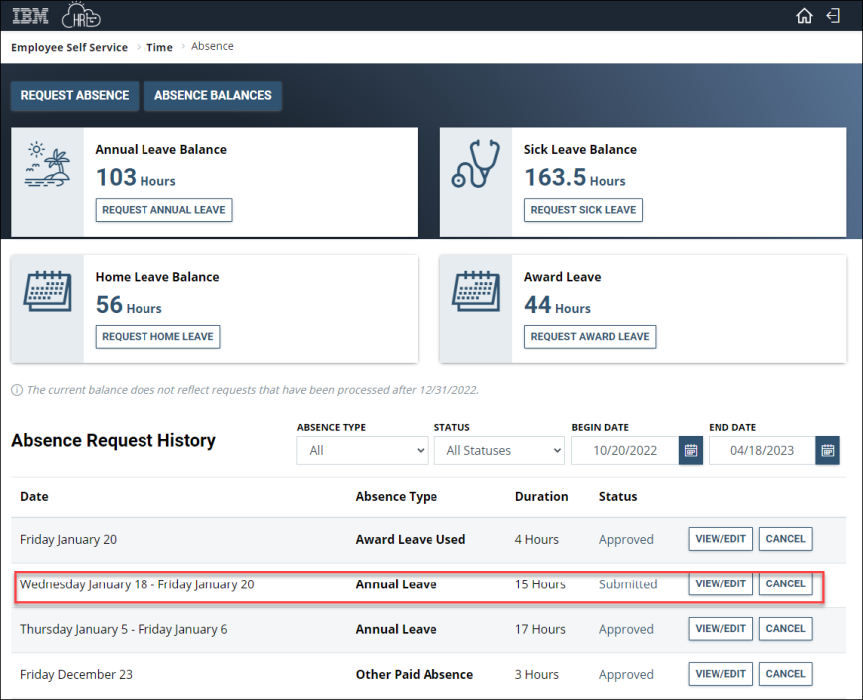 Create absence request 6