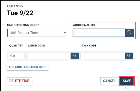 employee timesheet additional trc