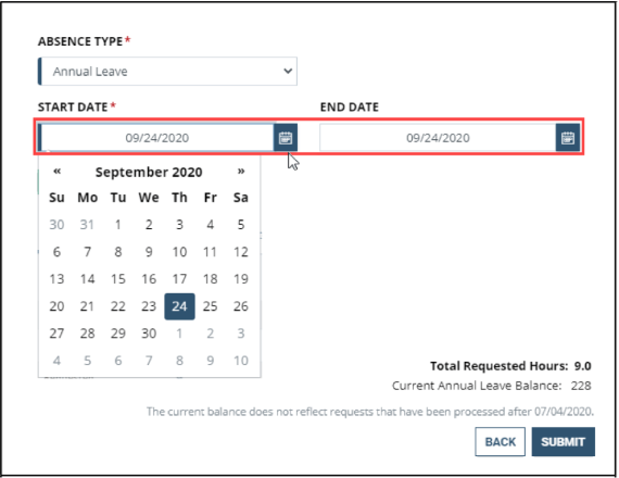 employee timesheet start and end date