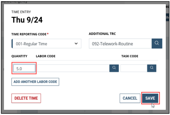 employee timesheet quantity field