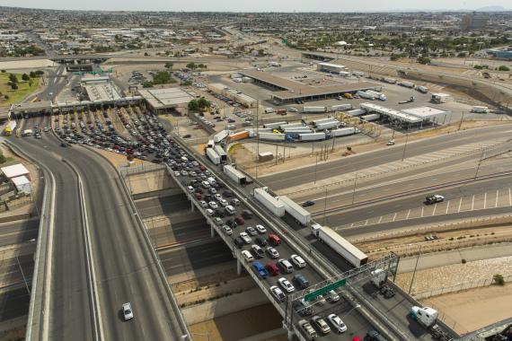 Aerial of Bridge of the Americas in El Paso, Texas
