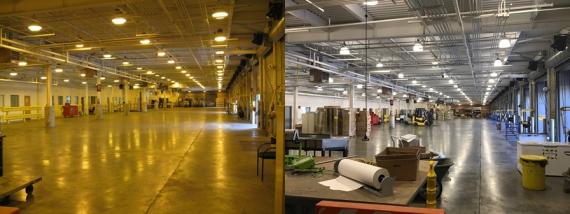 Side-by-side of before and after ESPC light project