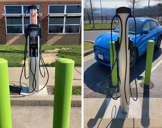 EV charging port at the Department of Energy Research Park Facility in Morgantown, West Virginia.