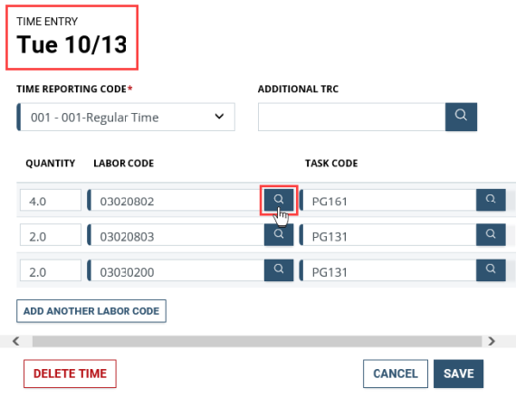 Timeleave - Edit labor, search icon
