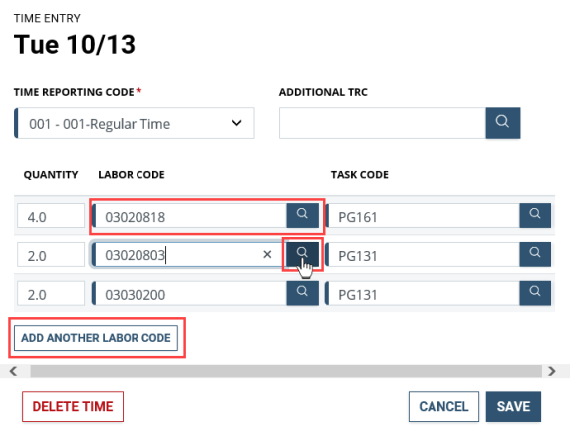 Timeleave - Add another labor code