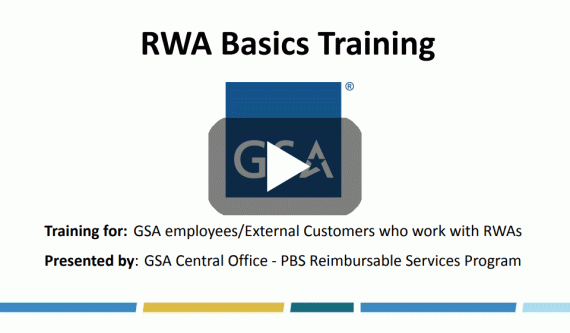 Video still with GSA star mark and text RWA Basics Training