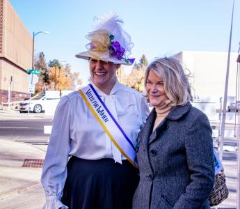 Senator Cynthia Lummis (right) poses with a Suffragette following the ceremony.