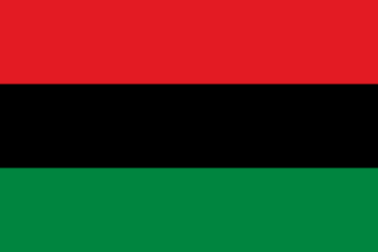 The Pan African flag has three equal horizontal bands colored Red
