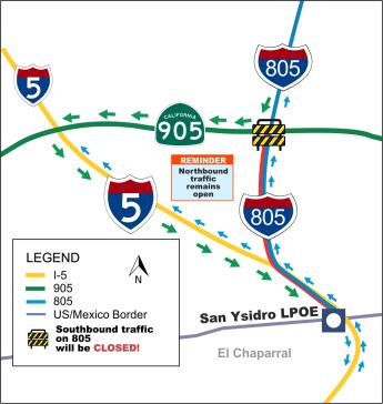 GSA will temporarily close the southbound I-805 overnight for a nine-hour period on June 12 and June 13