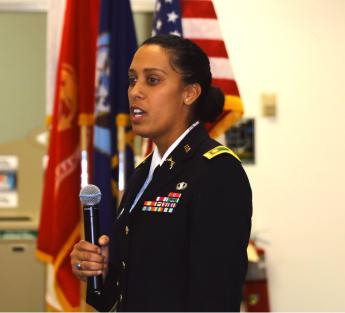 Maj. Nicole miner gave the keynote address at the GSA Region 8 Veteran Program