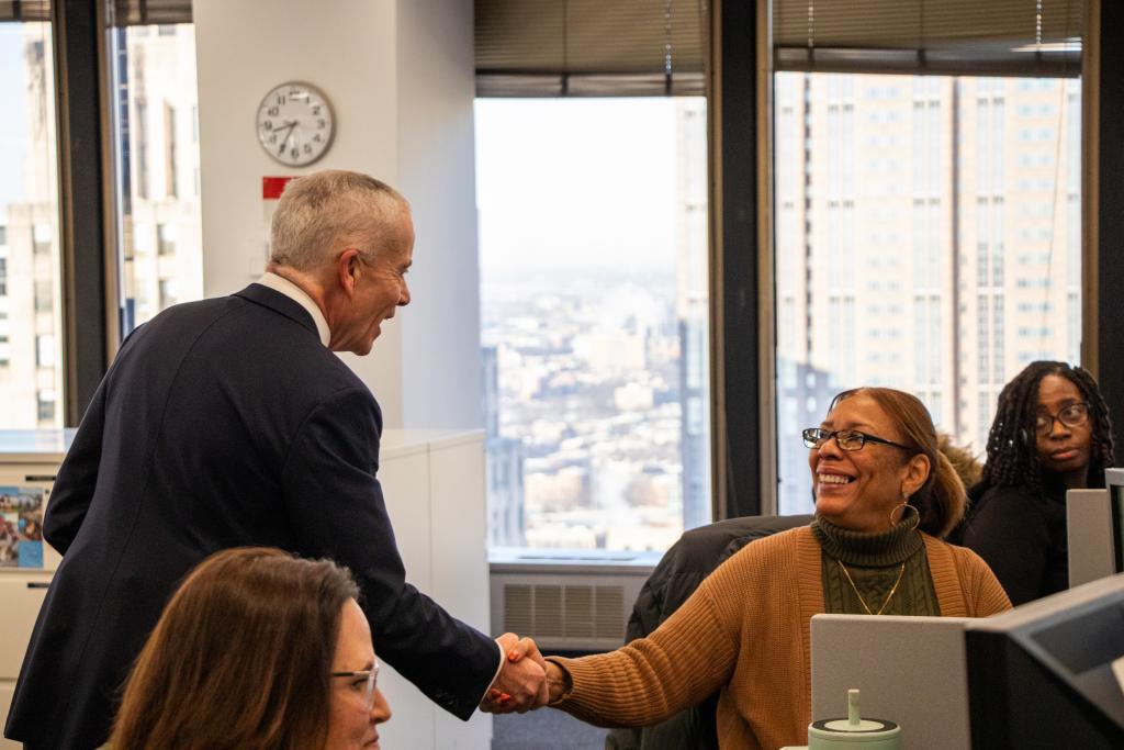 Administrator Forst with an employee in Chicago